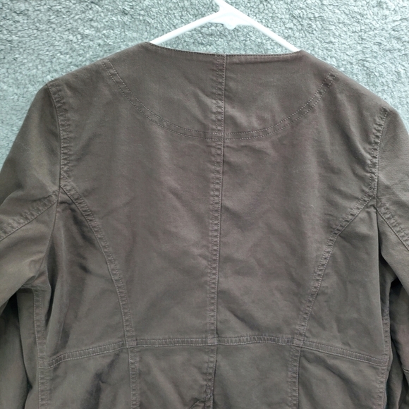 Eileen Fisher Jacket Women's Medium Snap Front Collarless Canvas Brown - Picture 7 of 11